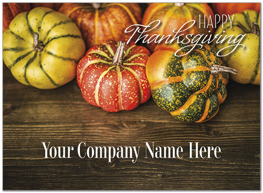 Select a verse or write your own. Rustic Pumpkins Name Card D8110U-4B